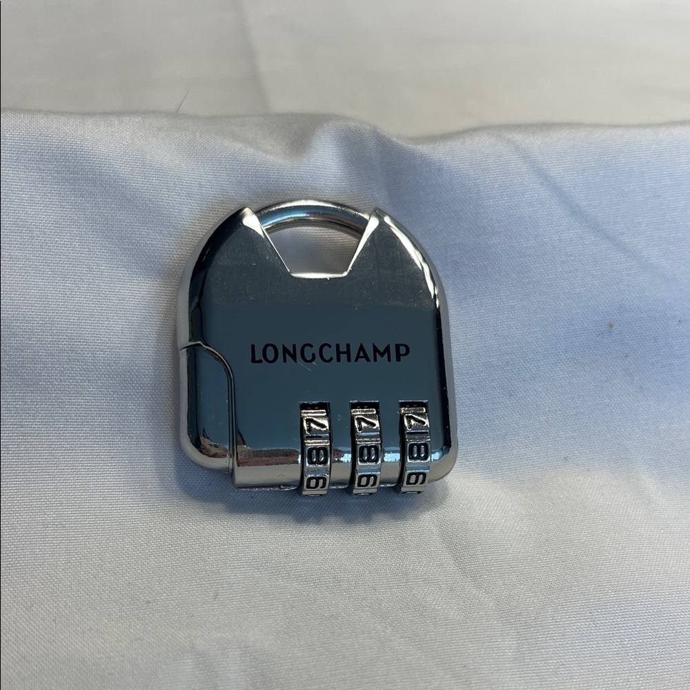 Longchamp Metallic Silver-Tone Luggage Padlock NEW